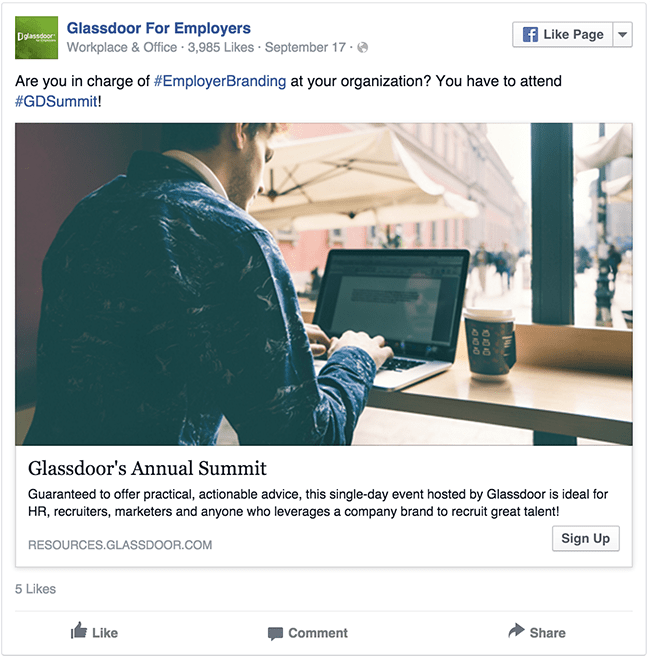 Glassdoor facebook ad example critique