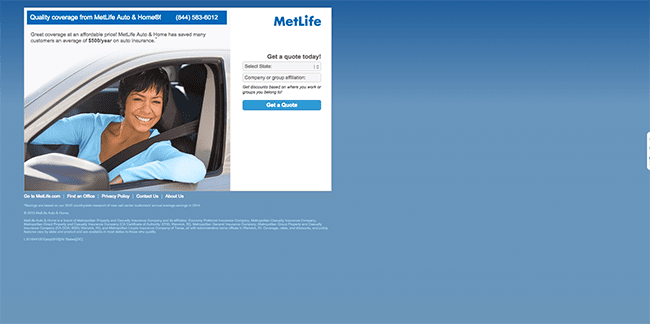 Metlife landing page example and critique]