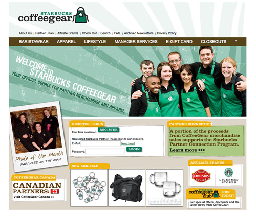 Starbucks coffee landing page