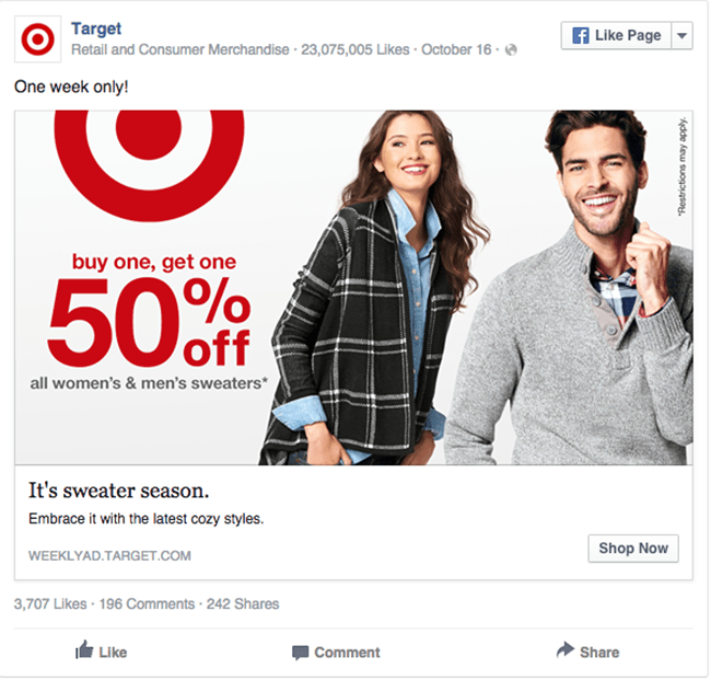 Target facebook ad example critique