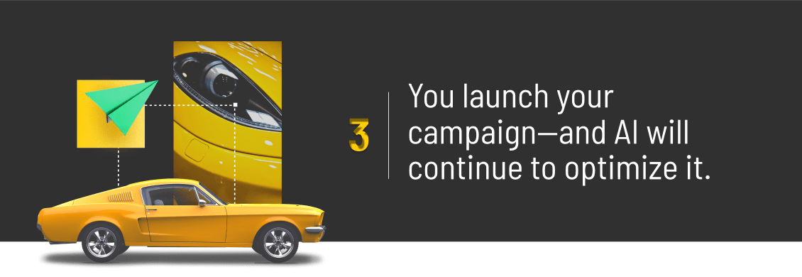 An infographic that describes the third step of the conversion intelligence loop: "You launch your campaign—and AI will continue to optimize it."