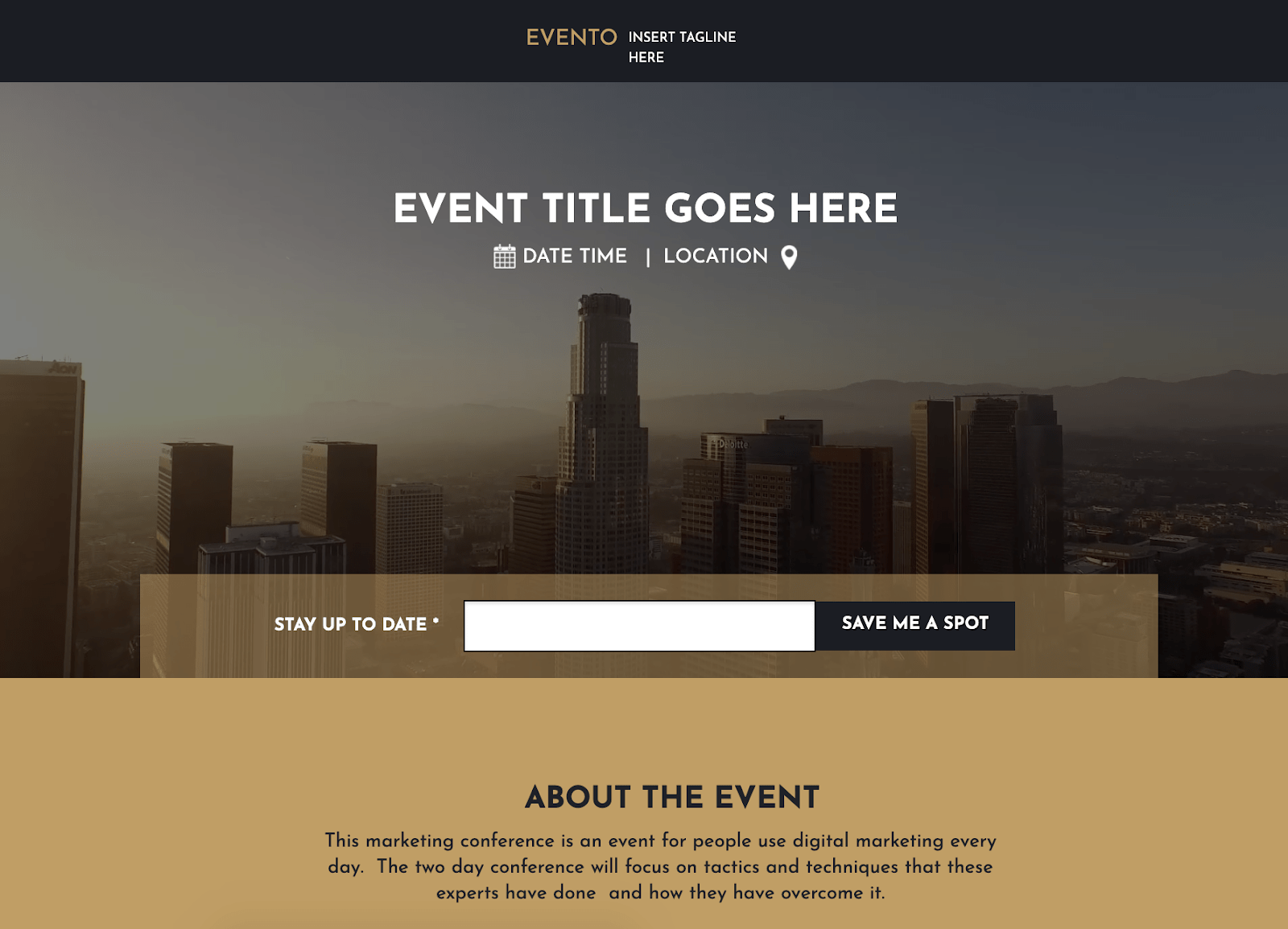 Landing Page Template for Virtual Events and Webinars