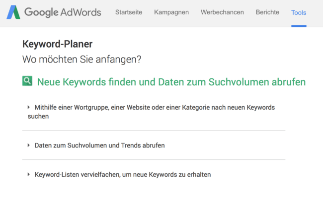 Google Keyword Planer