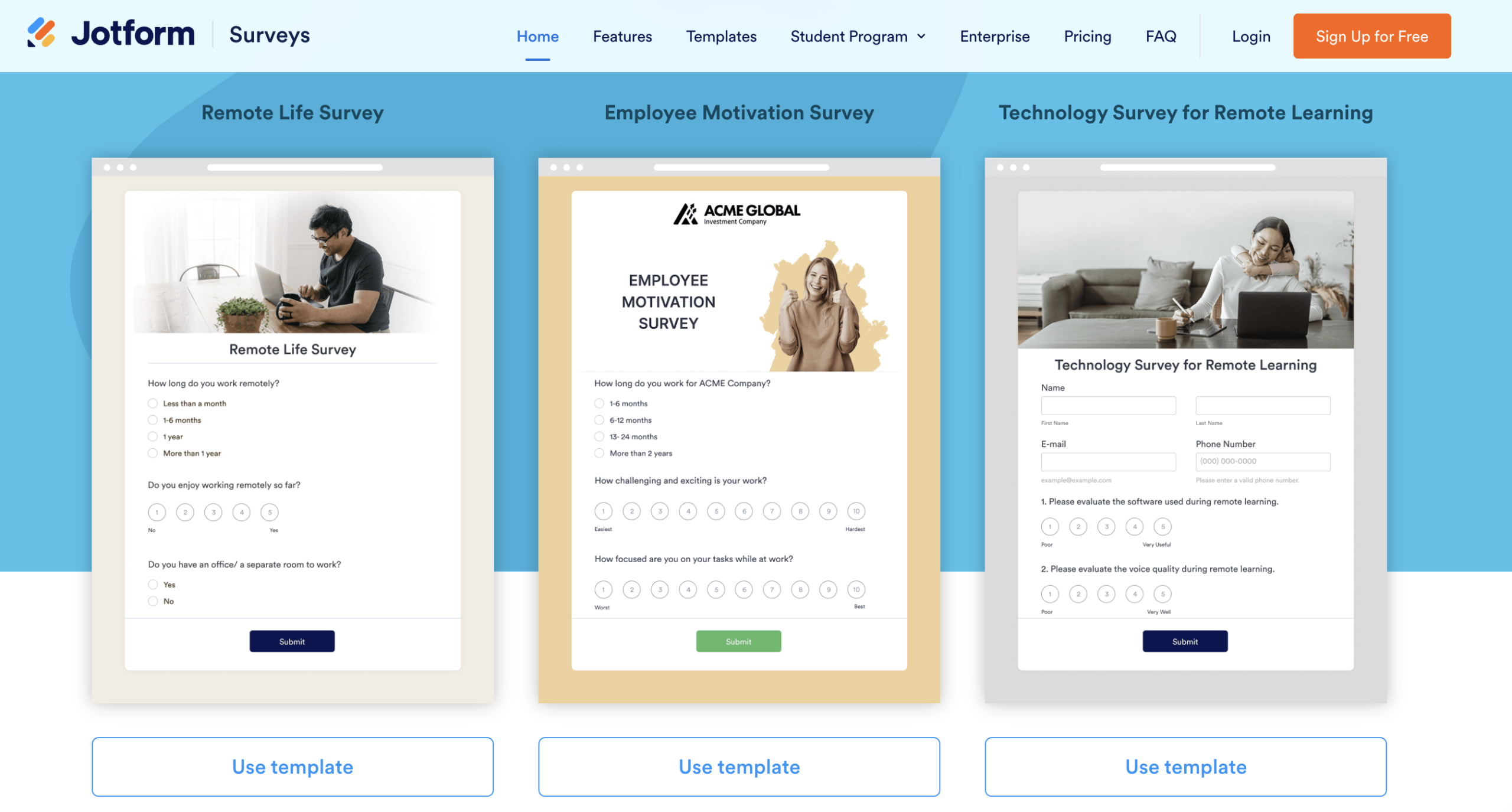 Jotform Survey maker CRO tool screenshot