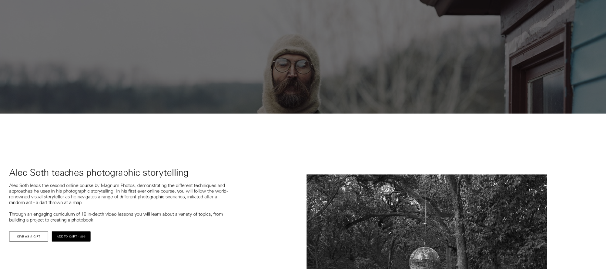 Screenshot of landing page for Magnum photography