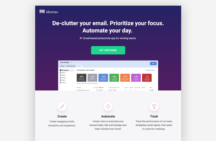 SaaS Landing Page Example: Mixmax