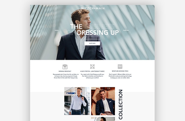 Pre-Cart Landing Page: Mizzen+Main