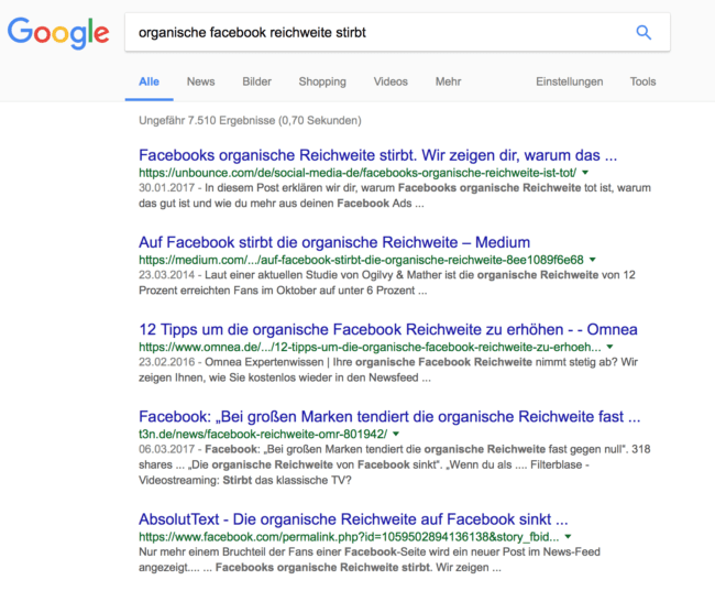 Organische Facebook Reichweite