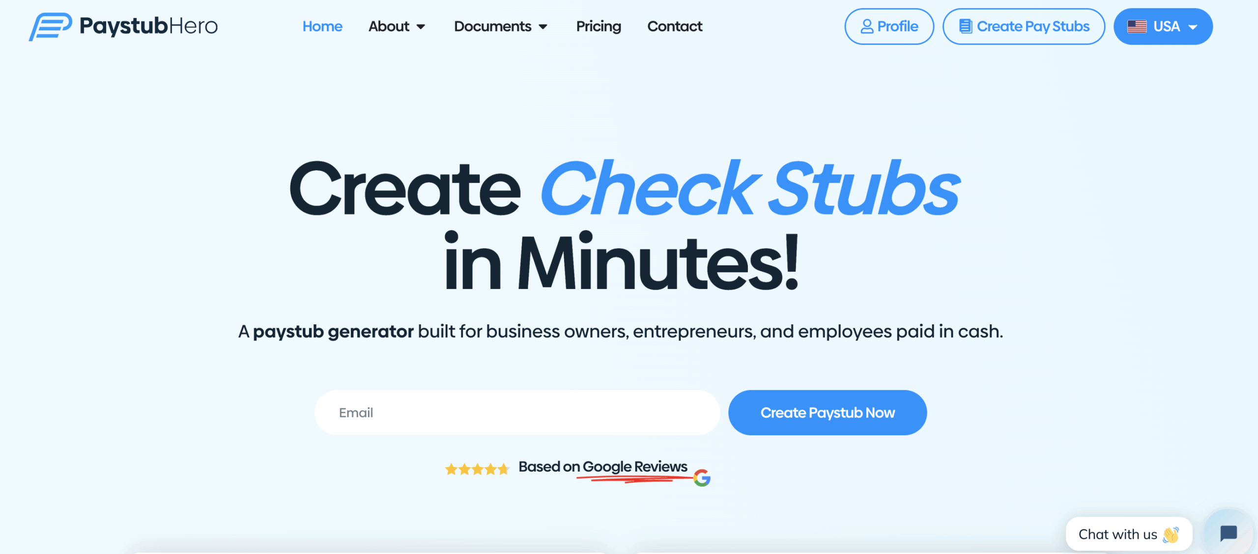 PaystubHero b2b example landing page