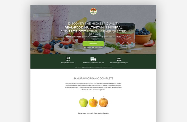 Pre-Cart Landing Page: Samuraw