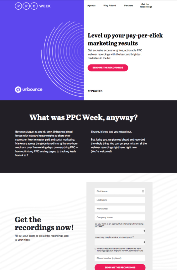 PPC week landing page