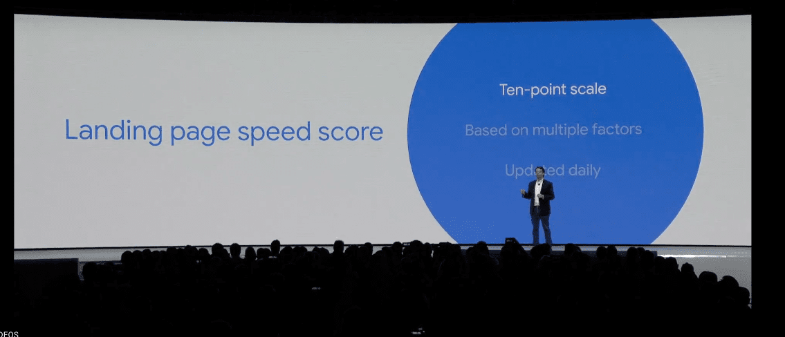 New from the Google Marketing Keynote: Landing page speed score