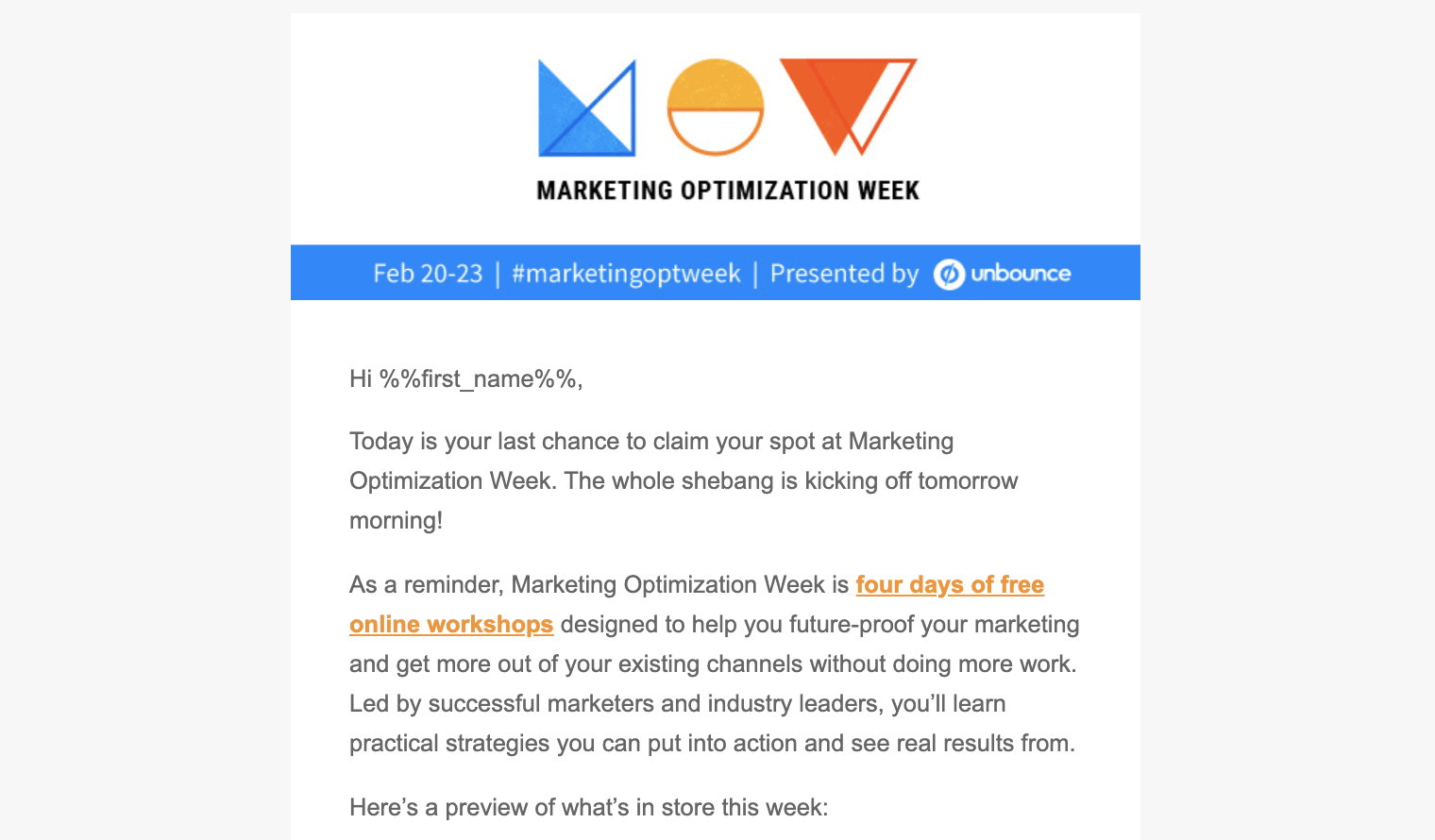 A Webinar Promo Email Example