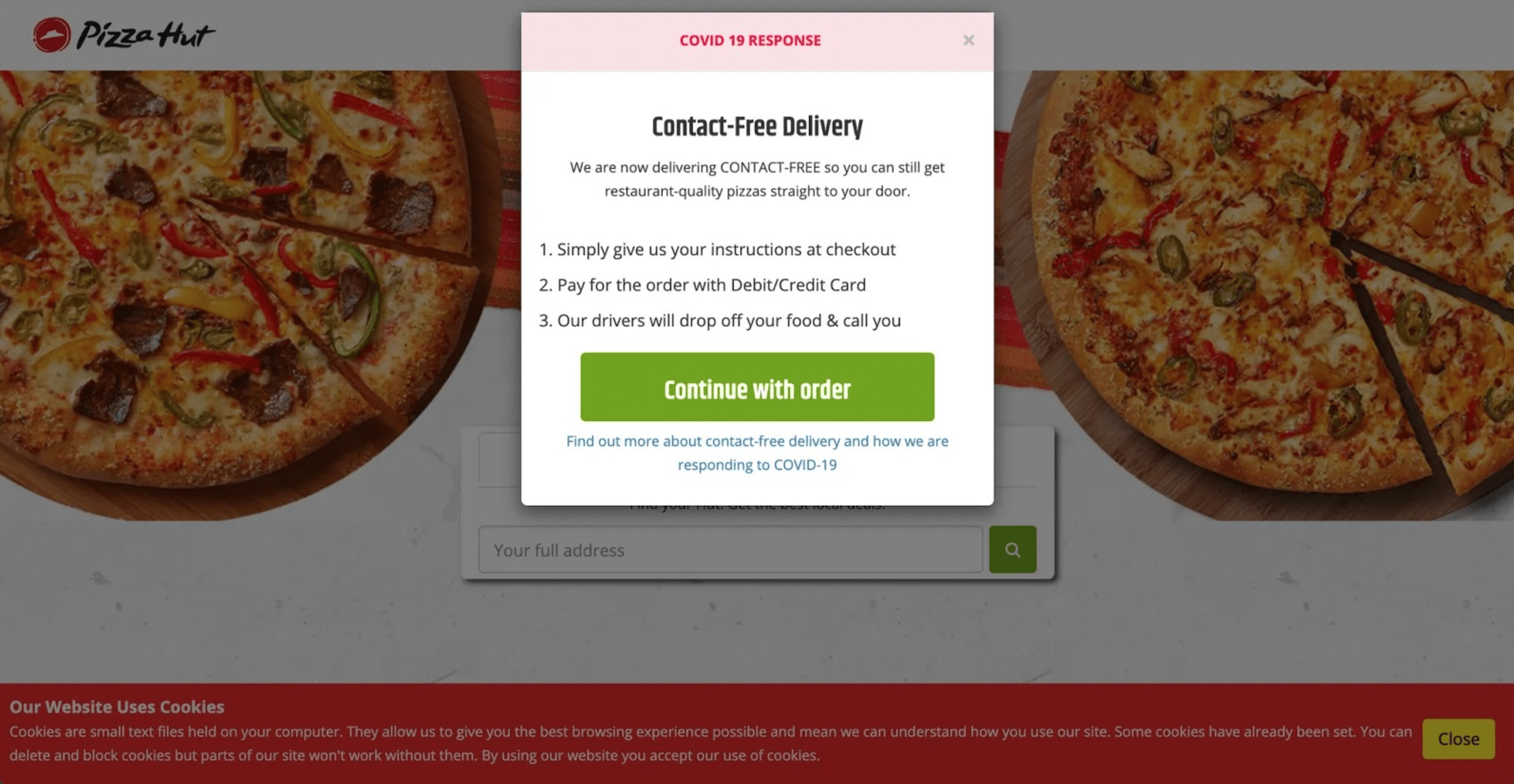 Pizza Hut Splash Page