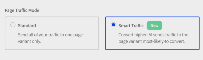 Screen shot of Smart Traffic user experience: button that turns Smart Traffic on