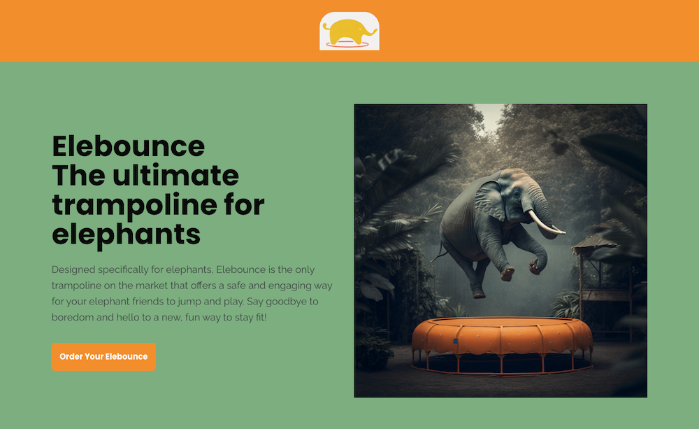 Screenshot of the Elebounce landing page hero section.