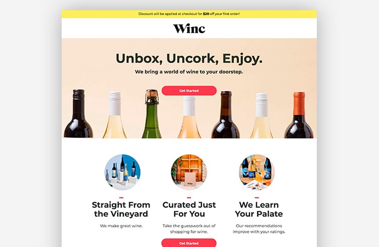 Smart Traffic Landing Page Example - Winc