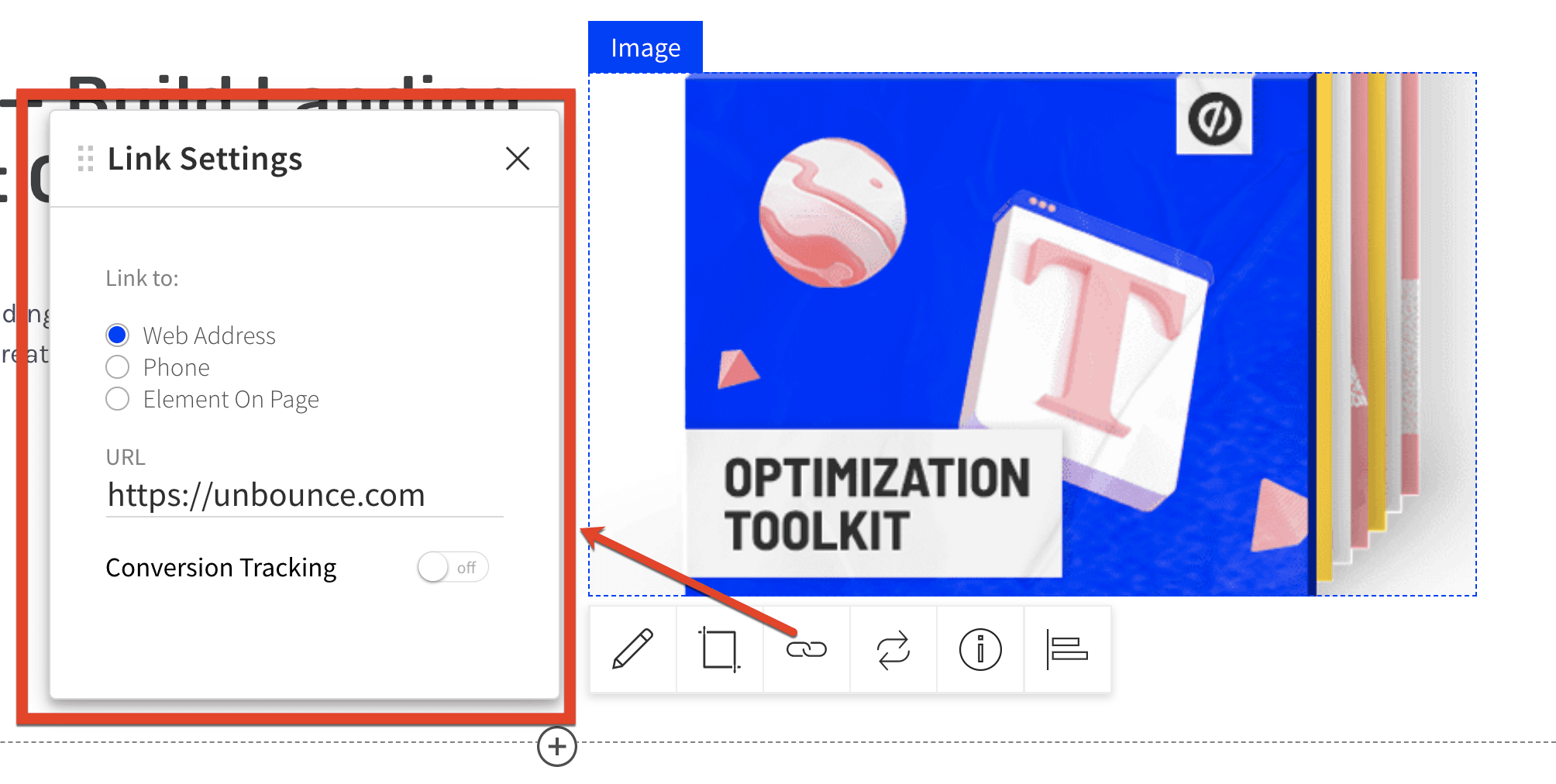 Set-up outgoing link in Smart Builder for an image.