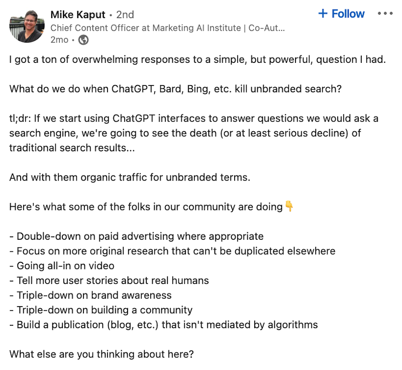 Mike Kaput's post well-nigh how AI is impacting SEO