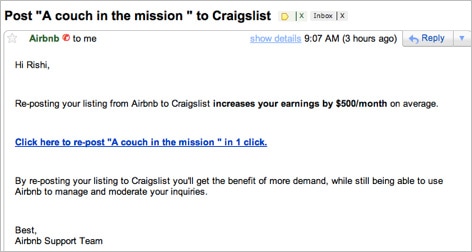 Growth Hack: E-Mail an die AirBnB-Nutzer