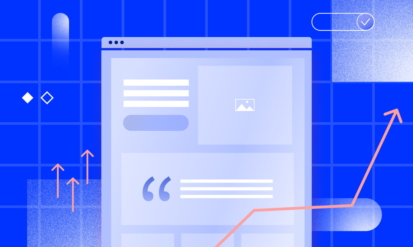 Graphic of a landing page with growing conversion rate