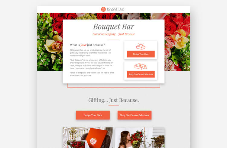 Best landing page examples: Bouquet Bar