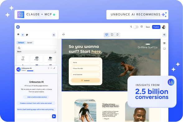 Unbounce builder with AI
