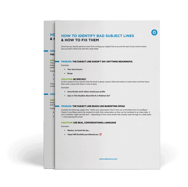 Subject line cheat sheet