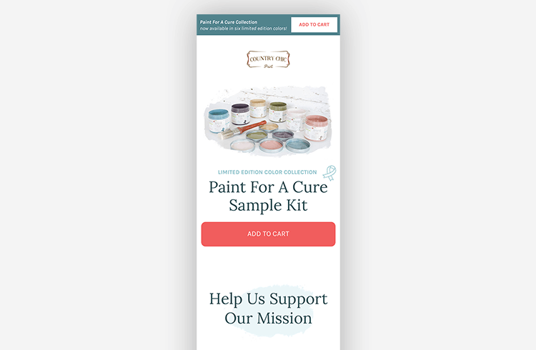 Mobile Landing Page Example: Country Chic Paint