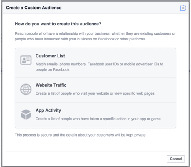 Facebook custom audience