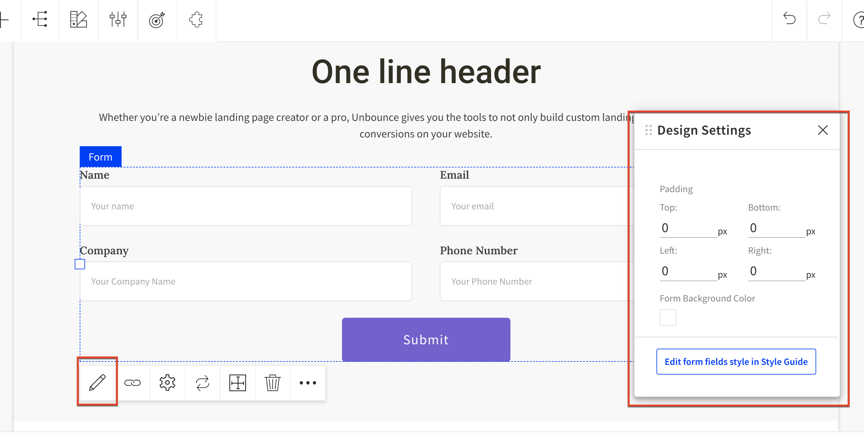 Design Settings for forms.