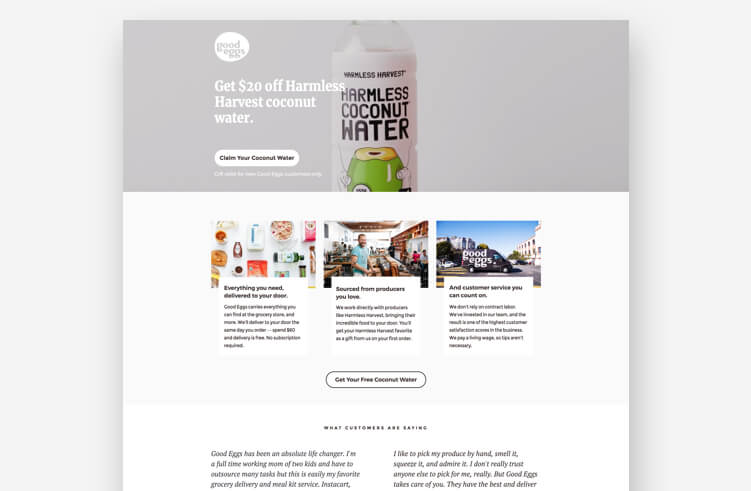 Most Inspiring Landing Page Example: Good Eggs