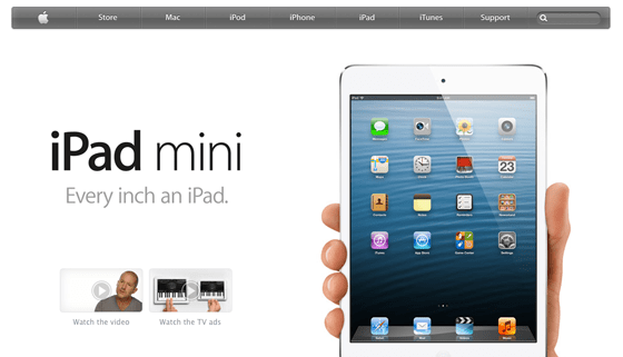 iPad Mini Landing Page Colors