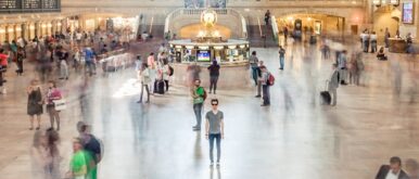 man in crowded place