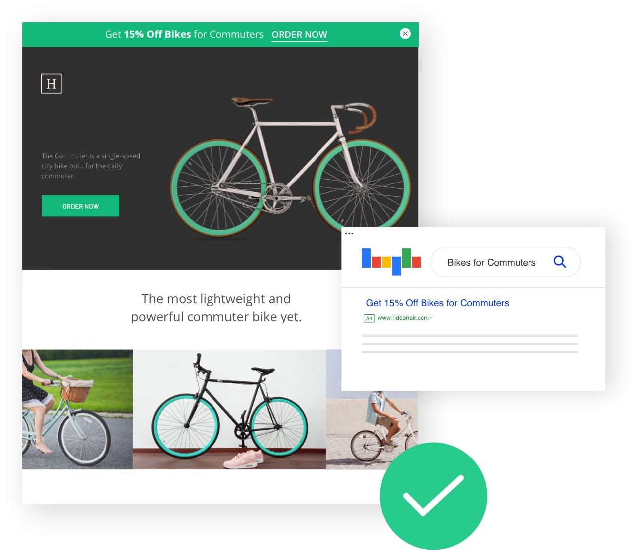 A PPC ad that leads to a matching landing page