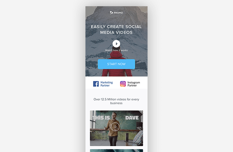 Mobile Landing Page Example: Promo