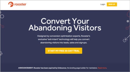 Rooster: Homepage Exit Overlay Service