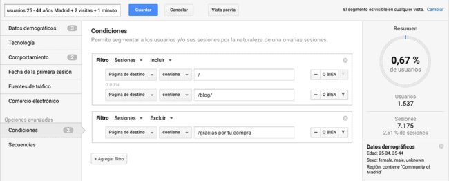 ES Crear un segmento y una audiencia personalizados para hacer remarketing en Adwords