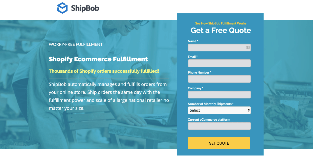 ShipBob landing page