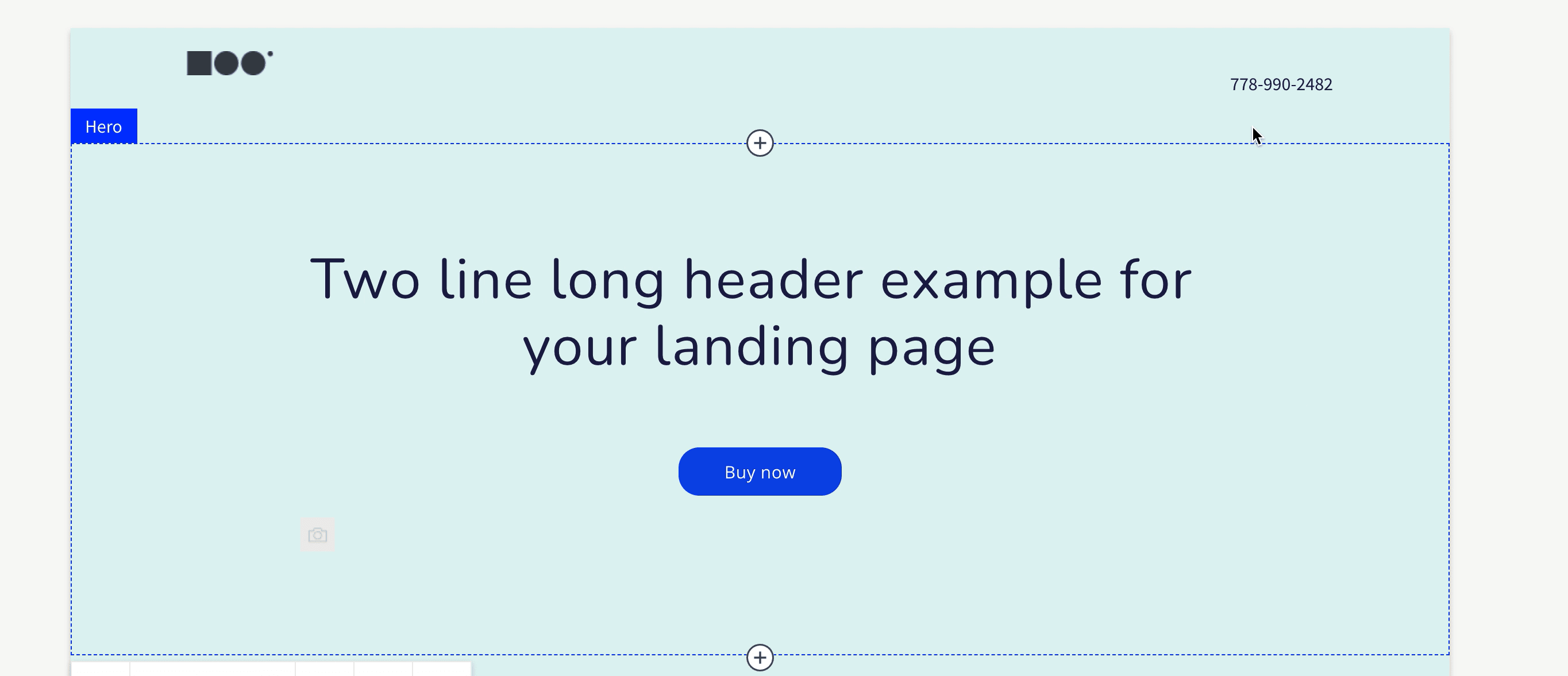 Blue Shopify Buy Button appearing on Smart Builder page.