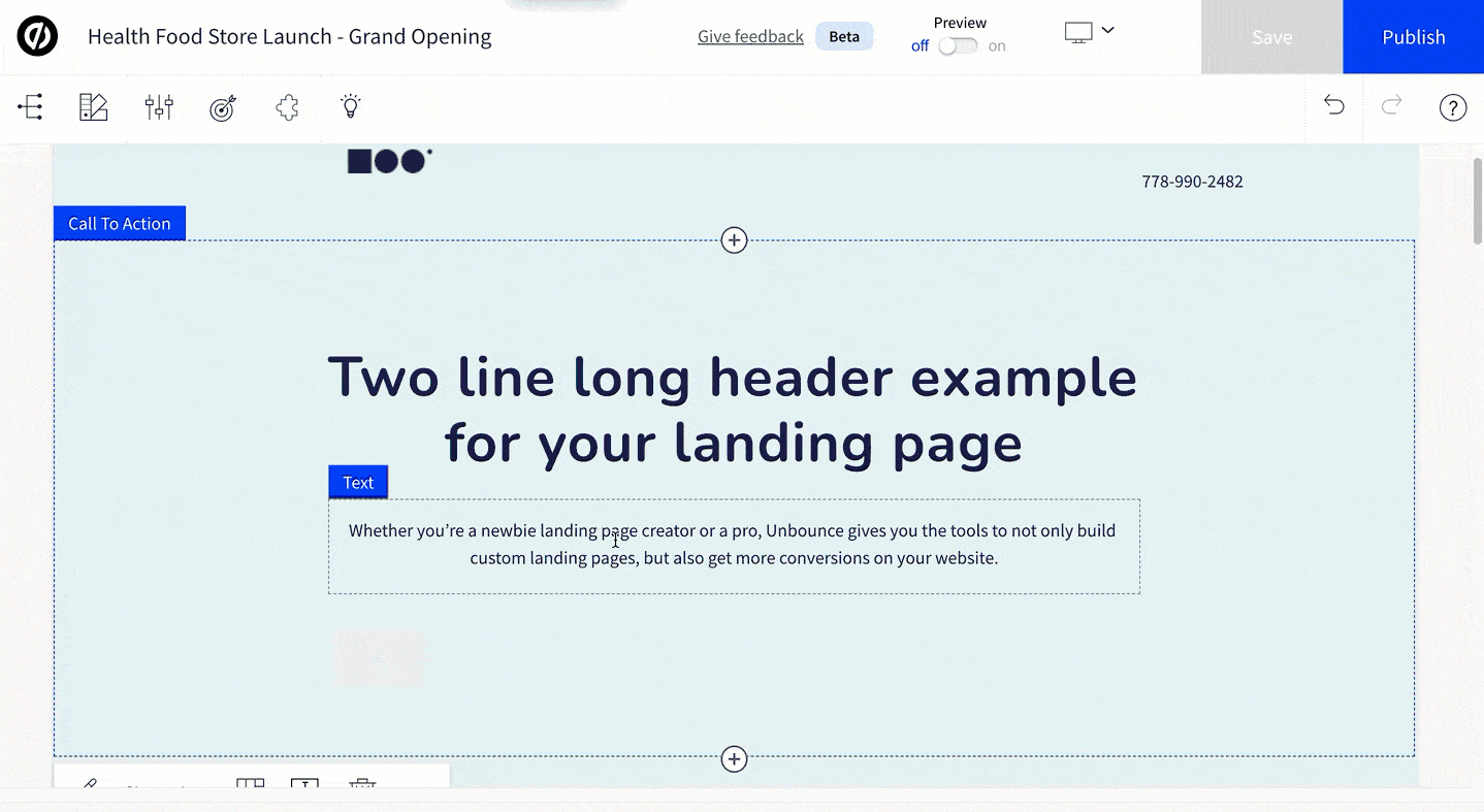 Gif demo of user clicking the swappable element icon and selecting Shopify from the list. A button appears with the label 'Add a Shopify Product'.