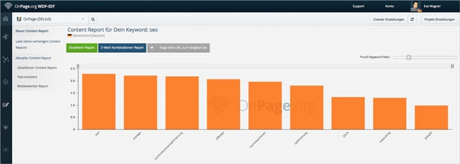 SEO Traffic: WDF*IDF Analyse von OnPage.org