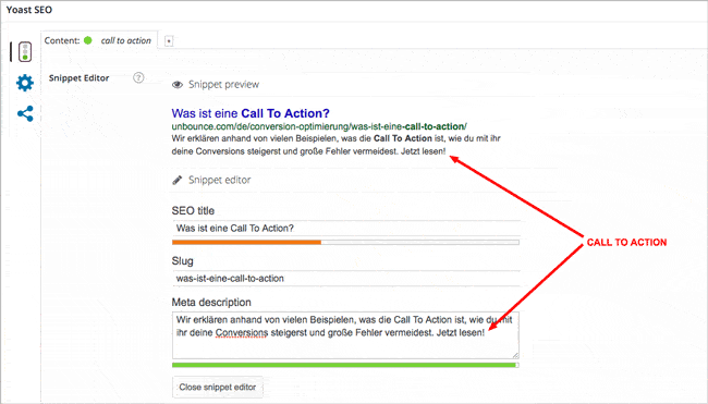 Call To Action in der Meta Description