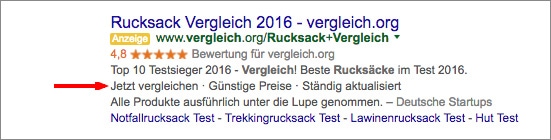 AdWords mit Call To Action