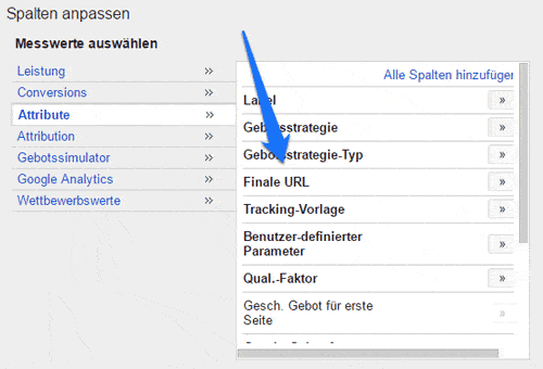 AdWords: Finale URL auswählen - Schritt 2