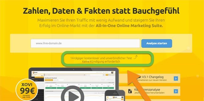 Conversion Centered Design: Xovi gewährt eine 14-tätige Testphase