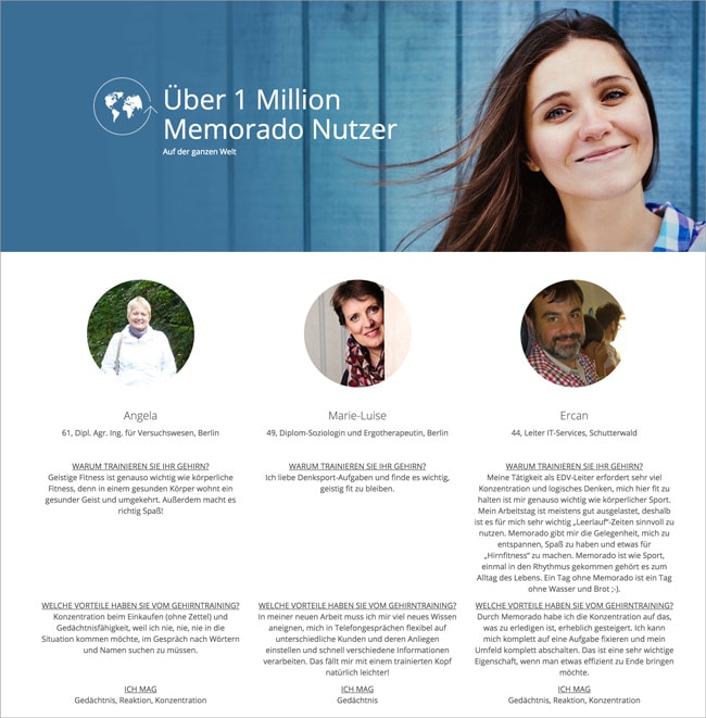Unbounce: Start-Up Memorado im Landing Page Check