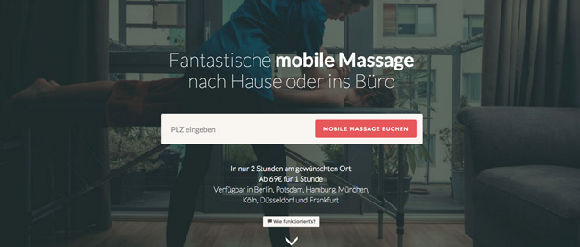 Call To Action Beispiel von massagio