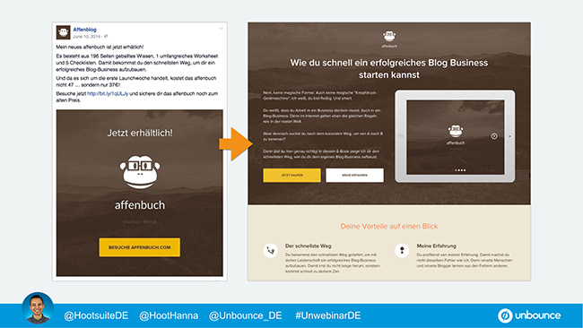 Unbounce Social Media Message Match Affenblog