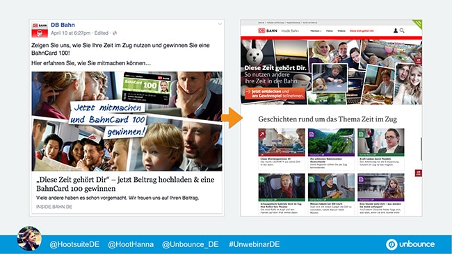 Unbounce Social Media Message Match Deutsche Bahn